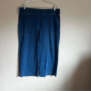 Pure Jill J Jill Indigo Ponte Knit Casual Pull on Wide Leg Crop Pants